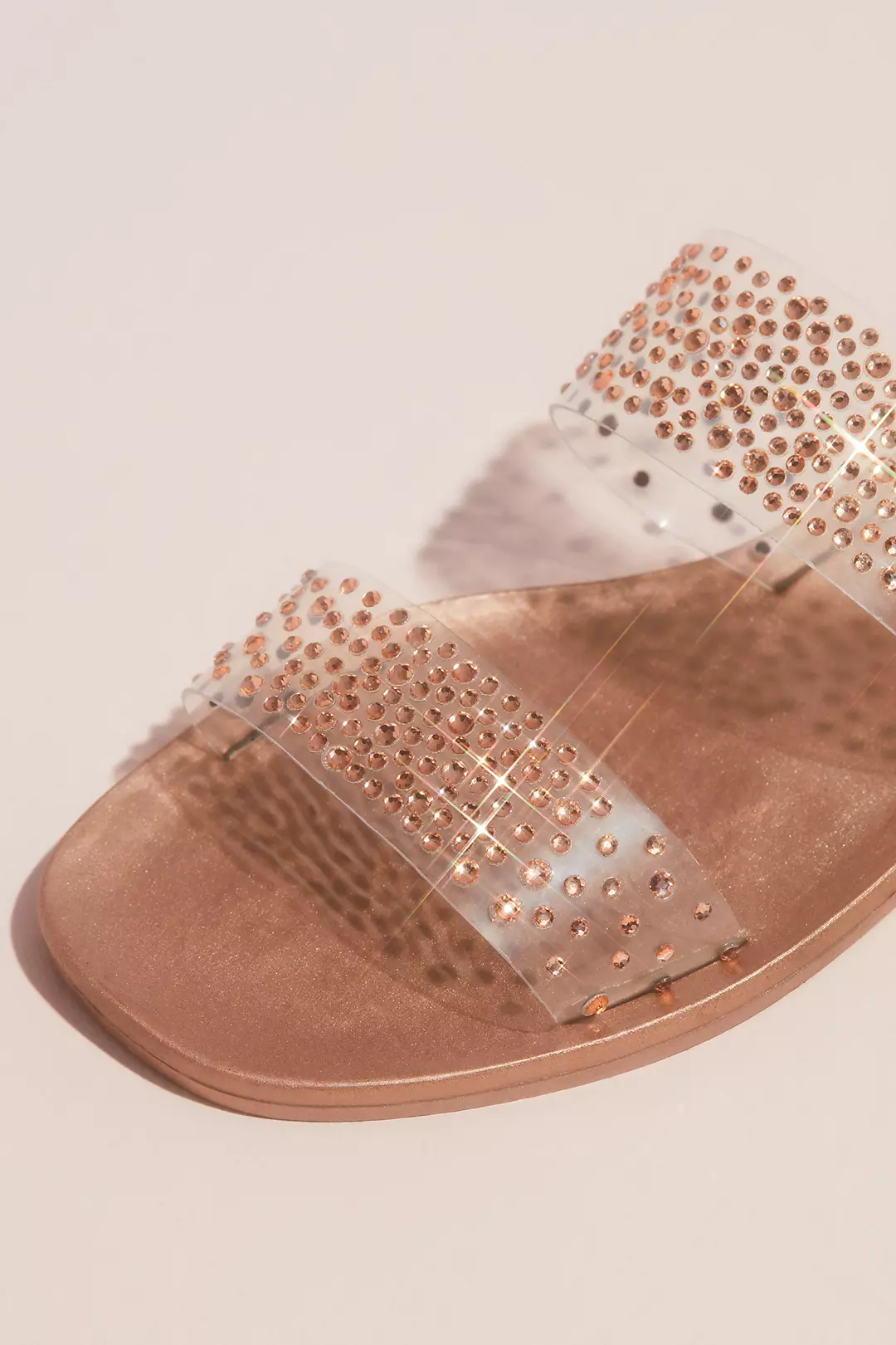 Clear Strap Metallic Crystal Slide Sandals Image 3