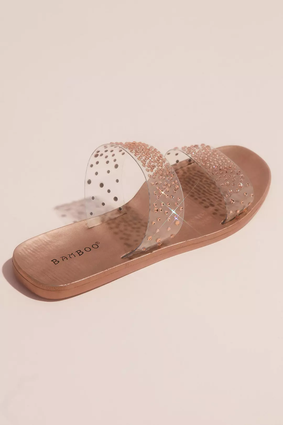Clear Strap Metallic Crystal Slide Sandals Image 2