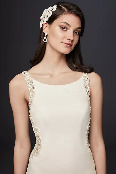 As Is Beaded and Crepe Petite Wedding Dress Image 3