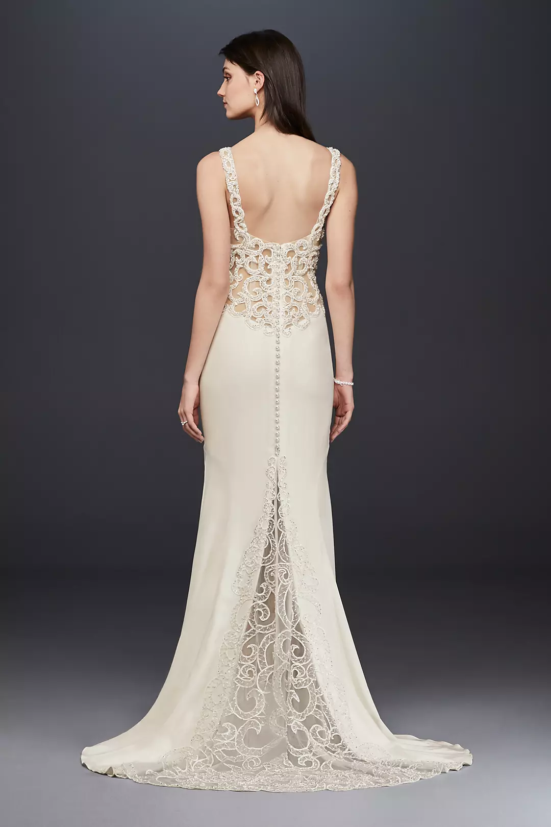 As Is Beaded and Crepe Petite Wedding Dress Image 2