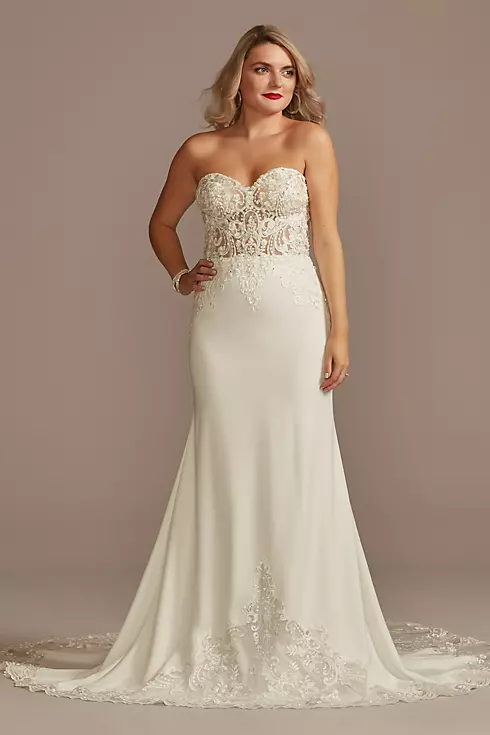 As Is Sheer Beaded Bodice Lace Wedding Dress Image 2