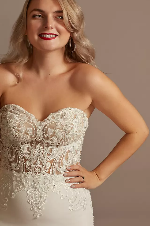 As Is Sheer Beaded Bodice Lace Wedding Dress Image 4