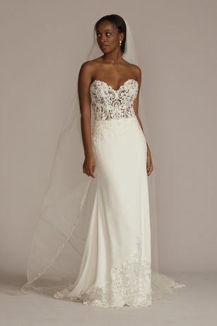 Sheer lace wedding gown sale