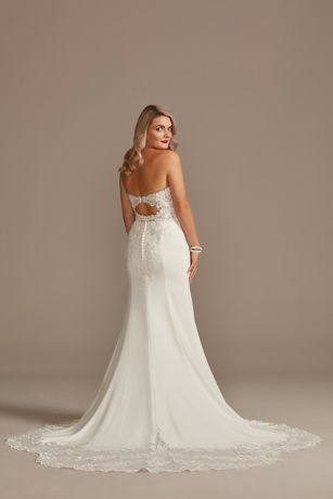 Sheer Beaded Back Wedding Dress