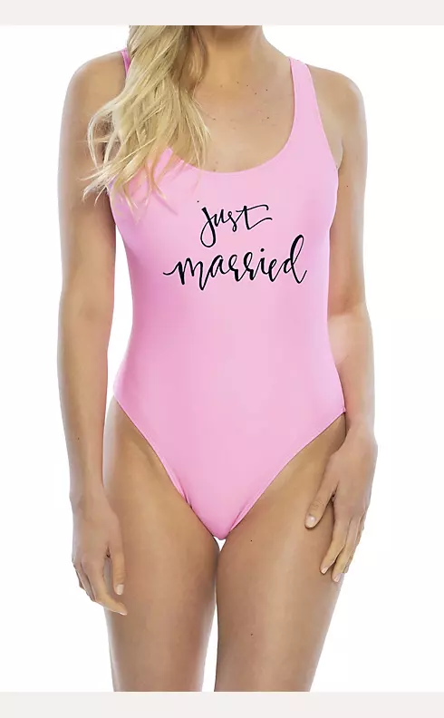 Just Married One-Piece Swimsuit Image 1