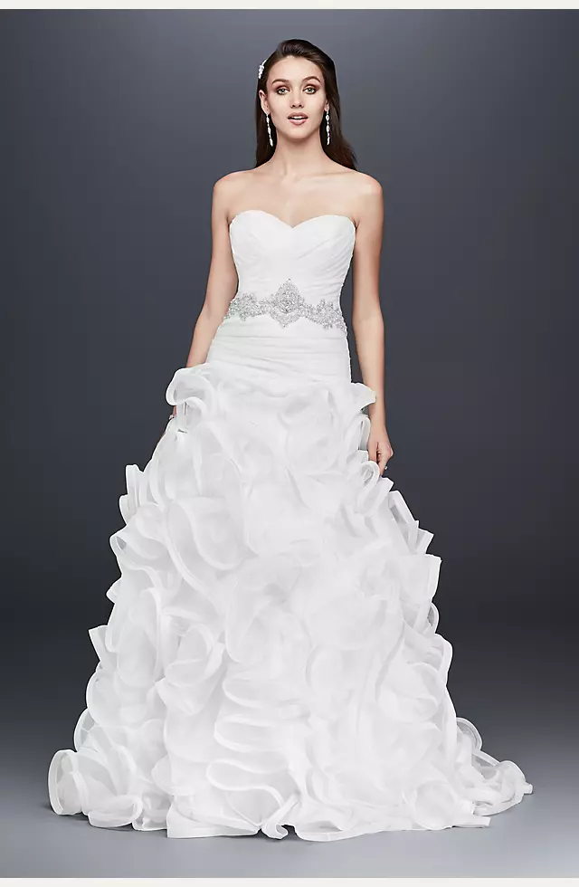 Ruffled Skirt Wedding Gown with Embellished Waist Image