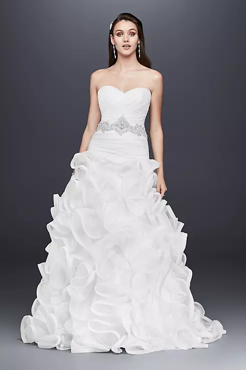 Ruffled Skirt Wedding Gown with Embellished Waist Image 1
