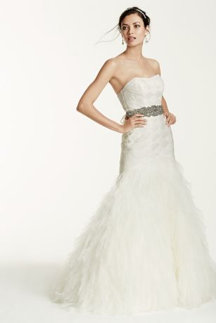 Gown with Basket Woven Bodice and Ruffled Skirt