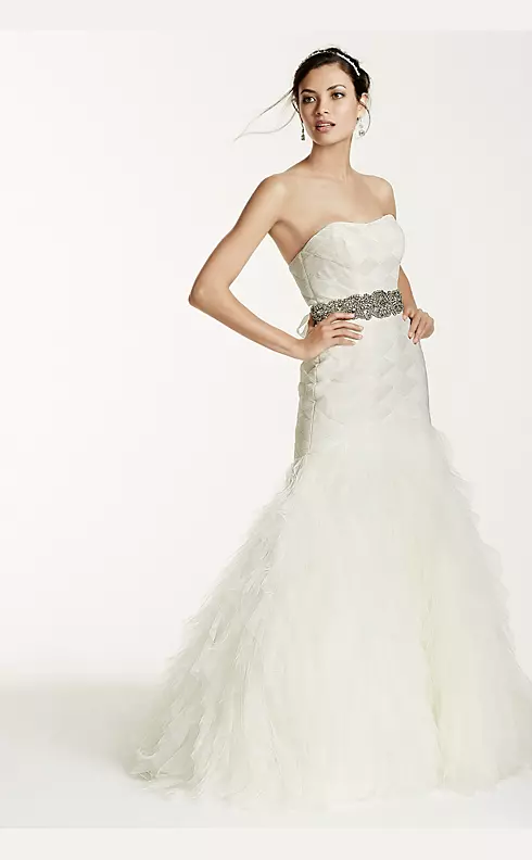 Gown with Basket Woven Bodice and Ruffled Skirt Image 1