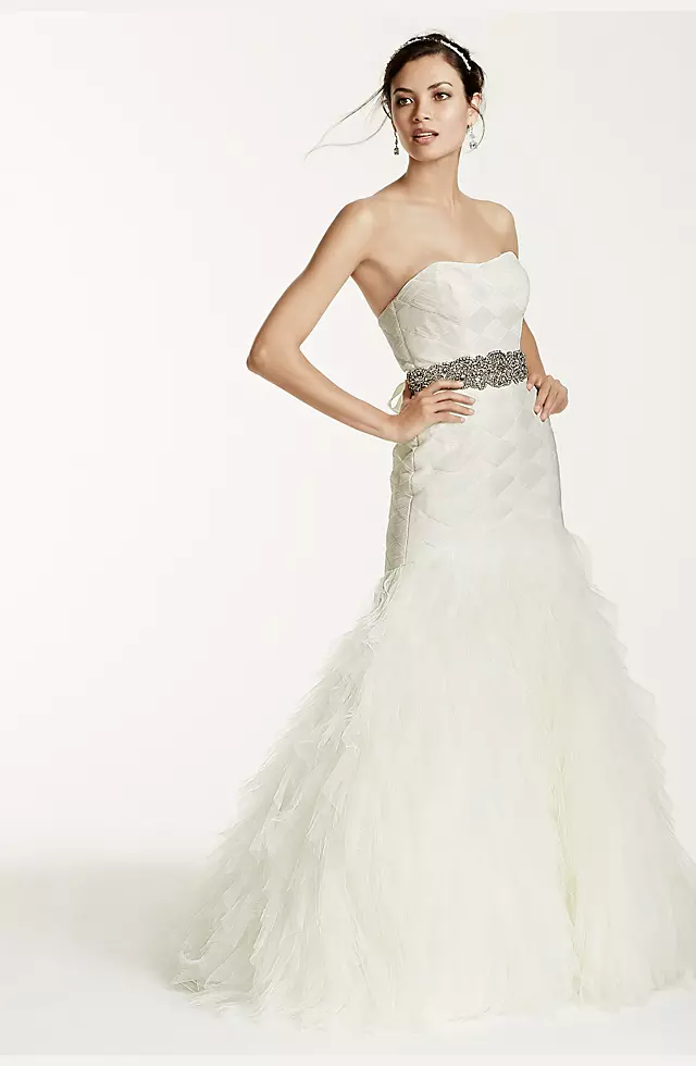 Gown with Basket Woven Bodice and Ruffled Skirt Image