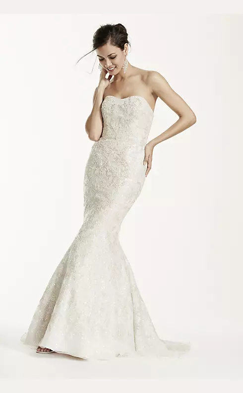 Strapless Mermaid Wedding Gown with Gold Lace Image 1