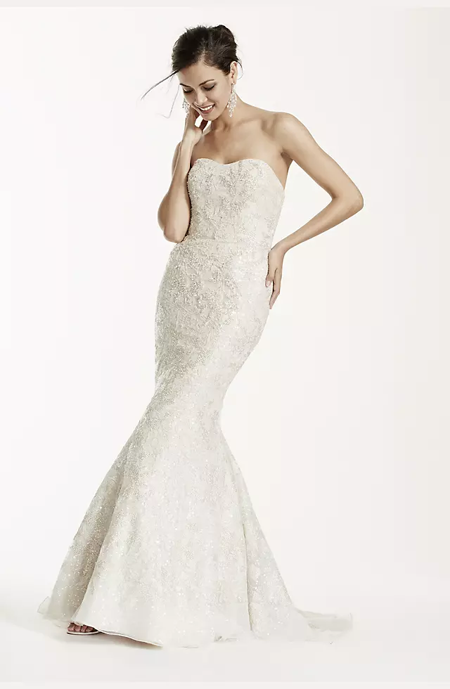 Strapless Mermaid Wedding Gown with Gold Lace Image