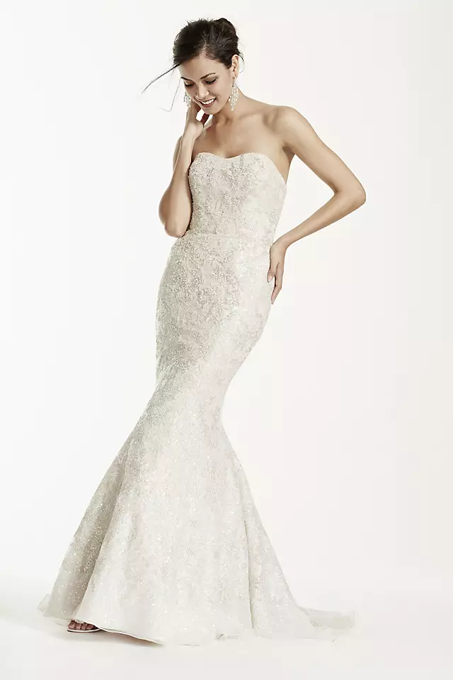 Strapless Mermaid Wedding Gown with Gold Lace Image