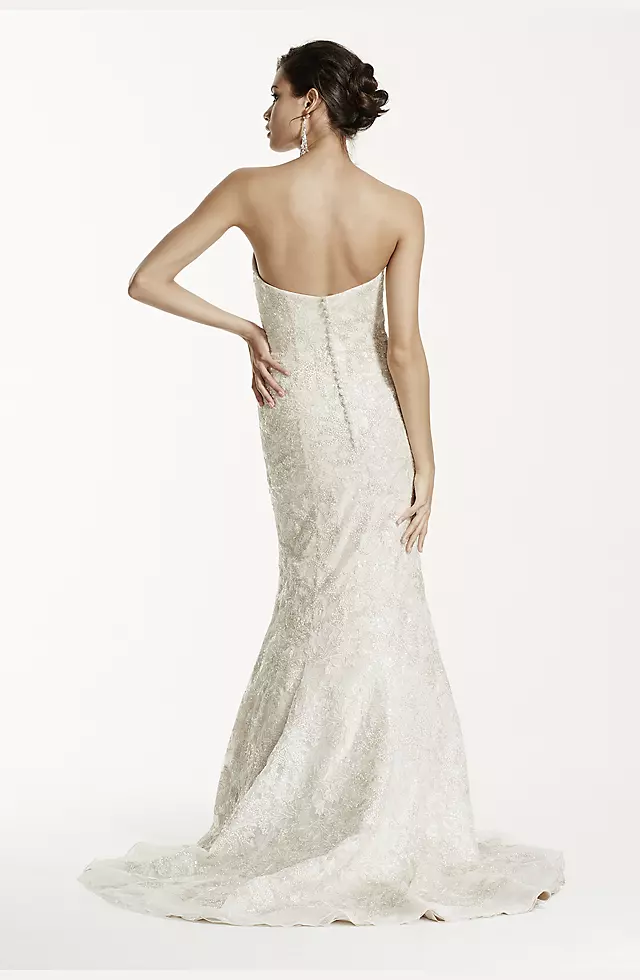 Strapless Mermaid Wedding Gown with Gold Lace Image 2