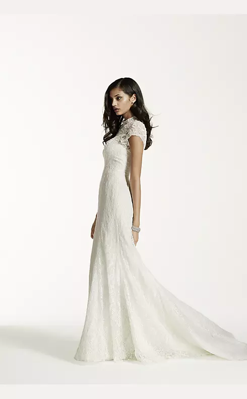 Lace Sheath Gown with Capelet Embellishment Image 3