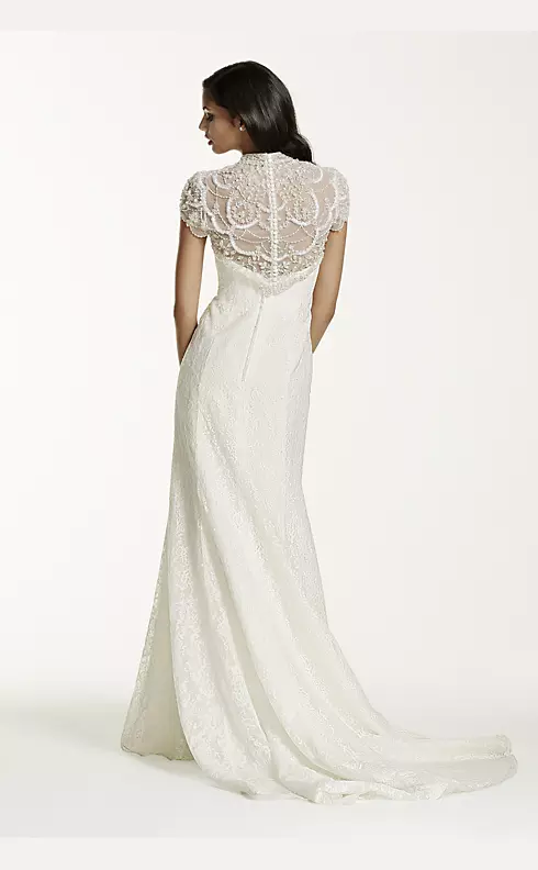 Lace Sheath Gown with Capelet Embellishment Image 2
