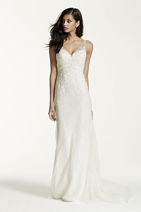 Illusion V-Neck Wedding Dress with Embellishment Image