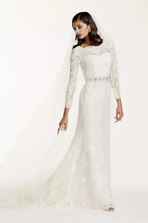 As-Is Long Sleeve Wedding Dress with Beaded Lace   Image 1