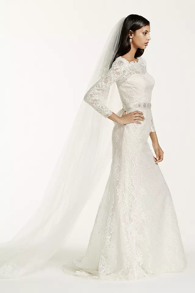 As-Is Long Sleeve Wedding Dress with Beaded Lace   Image 3