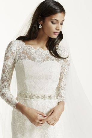 Long Sleeve Wedding Dress with Beaded Lace | David's Bridal
