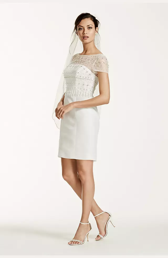 As-Is Cap Sleeve Taffeta Wedding Dress Image 6