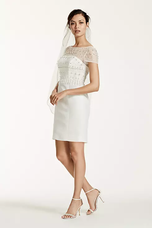 Cap Sleeve Taffeta Ball Gown with Detachable Skirt Image 6