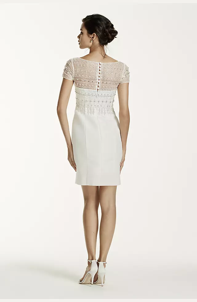 Cap Sleeve Taffeta Ball Gown with Detachable Skirt Image 4