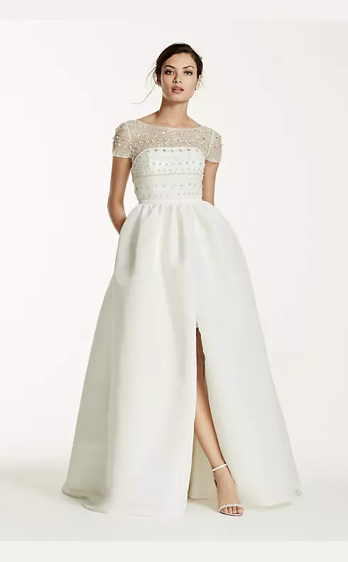 As-Is Cap Sleeve Taffeta Wedding Dress Image 1
