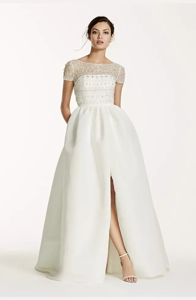 As-Is Cap Sleeve Taffeta Wedding Dress Image