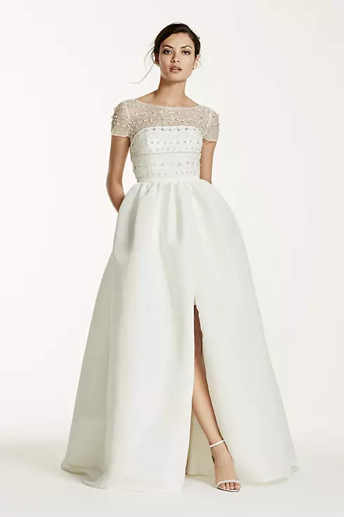 As-Is Cap Sleeve Taffeta Wedding Dress Image 1