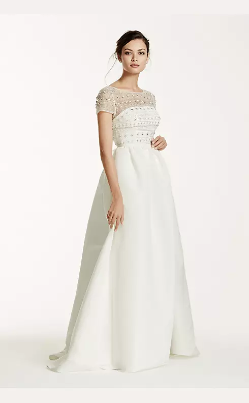 As-Is Cap Sleeve Taffeta Wedding Dress Image 5