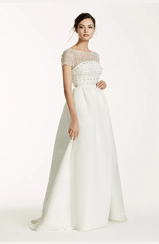 As-Is Cap Sleeve Taffeta Wedding Dress Image 5