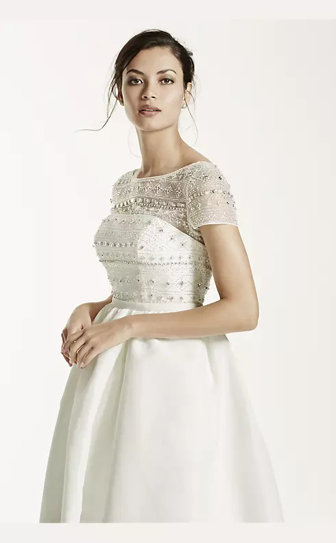 As-Is Cap Sleeve Taffeta Wedding Dress Image 8