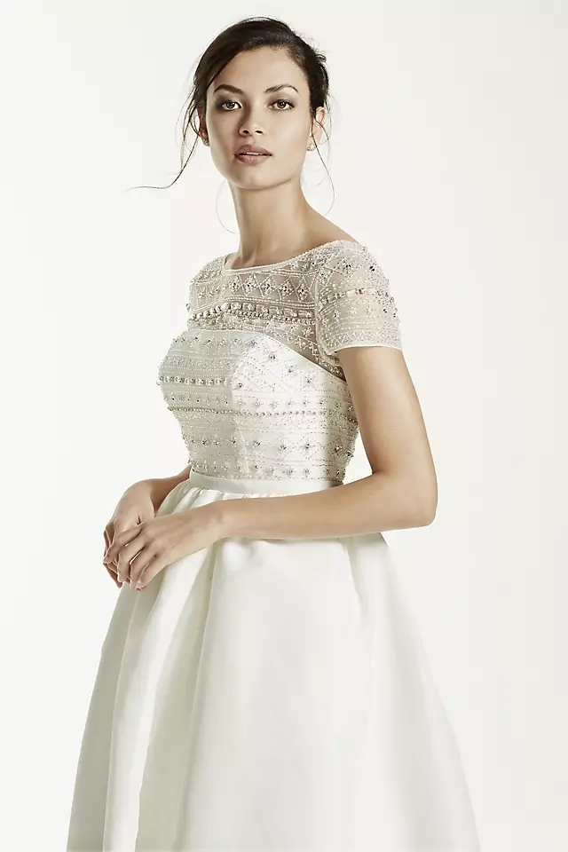 As-Is Cap Sleeve Taffeta Wedding Dress Image 8