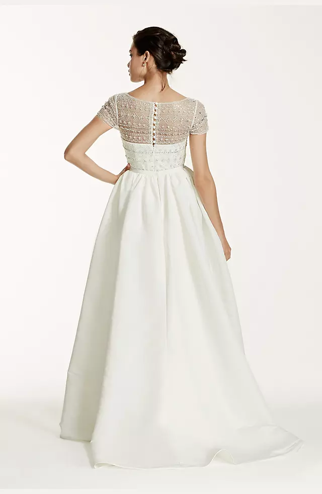 As-Is Cap Sleeve Taffeta Wedding Dress Image 3