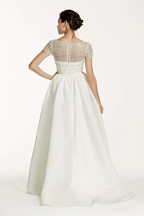 As-Is Cap Sleeve Taffeta Wedding Dress Image 3