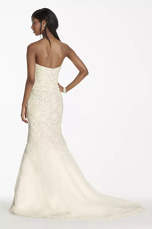 Strapless Crystal Beaded Tulle Fit and Flare Gown Image 2