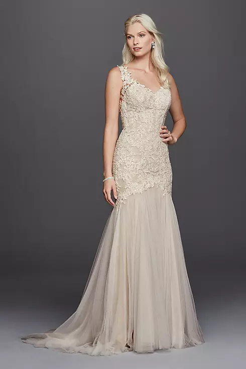 As-Is Beaded Venice Lace Trumpet Wedding Dress Image 1