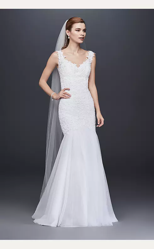 As-Is Petite Venice Scalloped Lace Wedding Dress Image 1