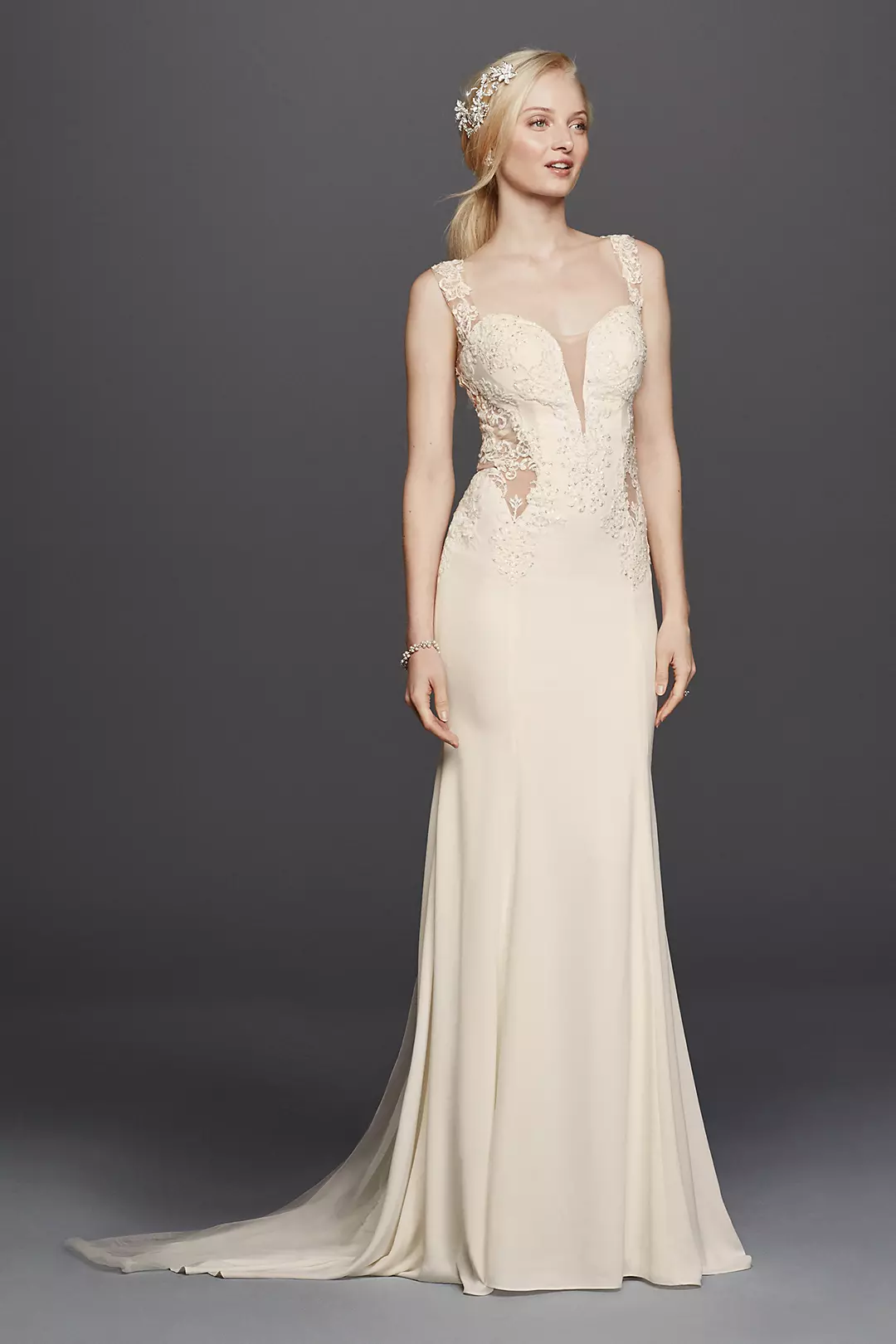 As-Is Beaded Lace Illusion  Wedding Dress  Image