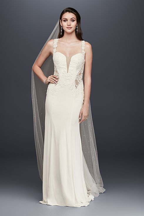 As-Is Petite Lace Wedding Dress with Illusion Neck Image