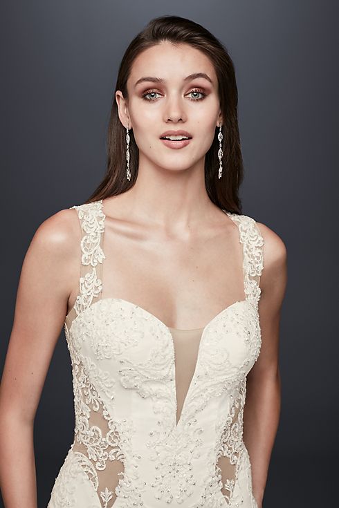 As-Is Petite Lace Wedding Dress with Illusion Neck Image 3