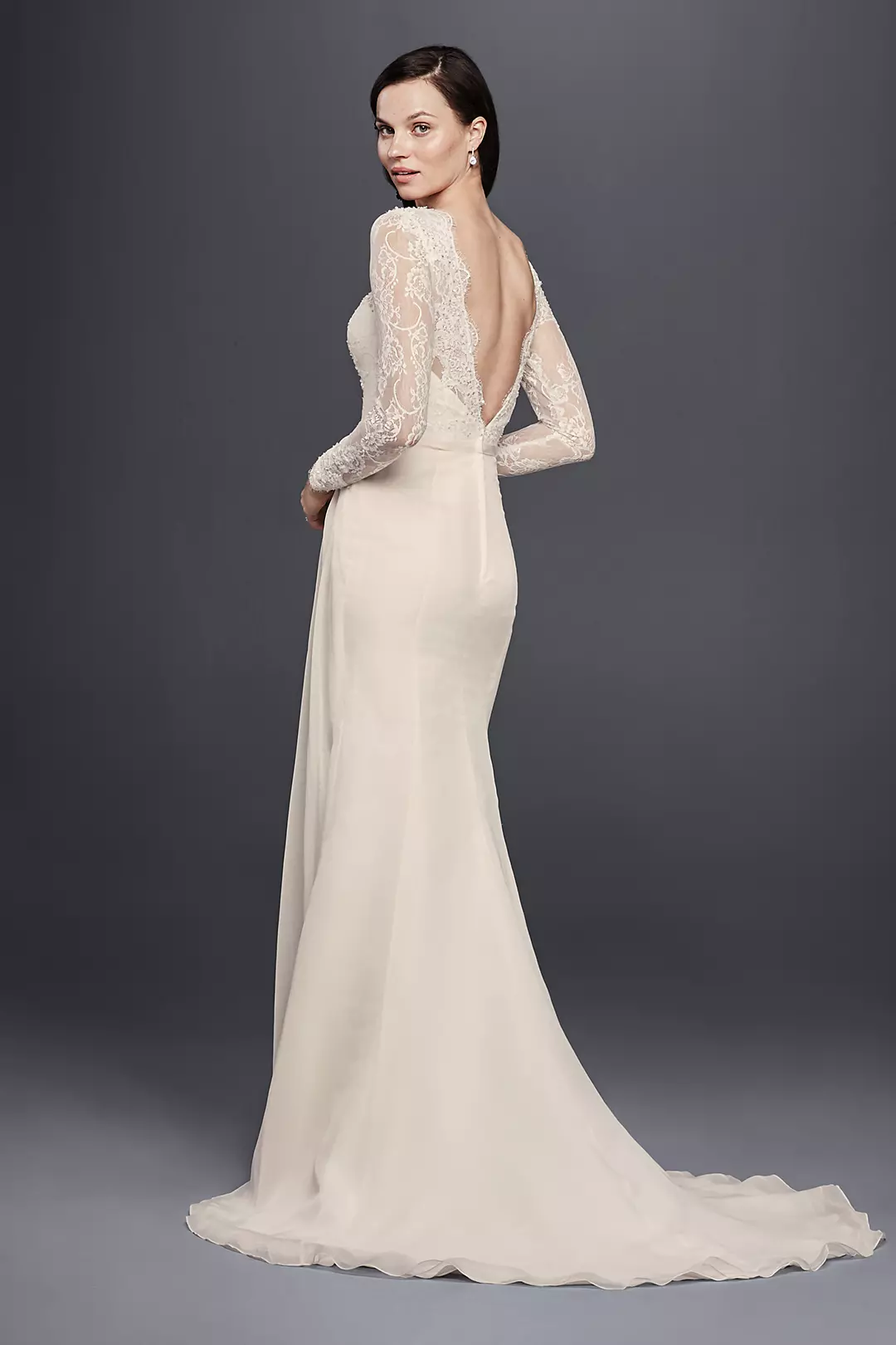 Chiffon Wedding Dress with Low V-Neck and Back Image 2
