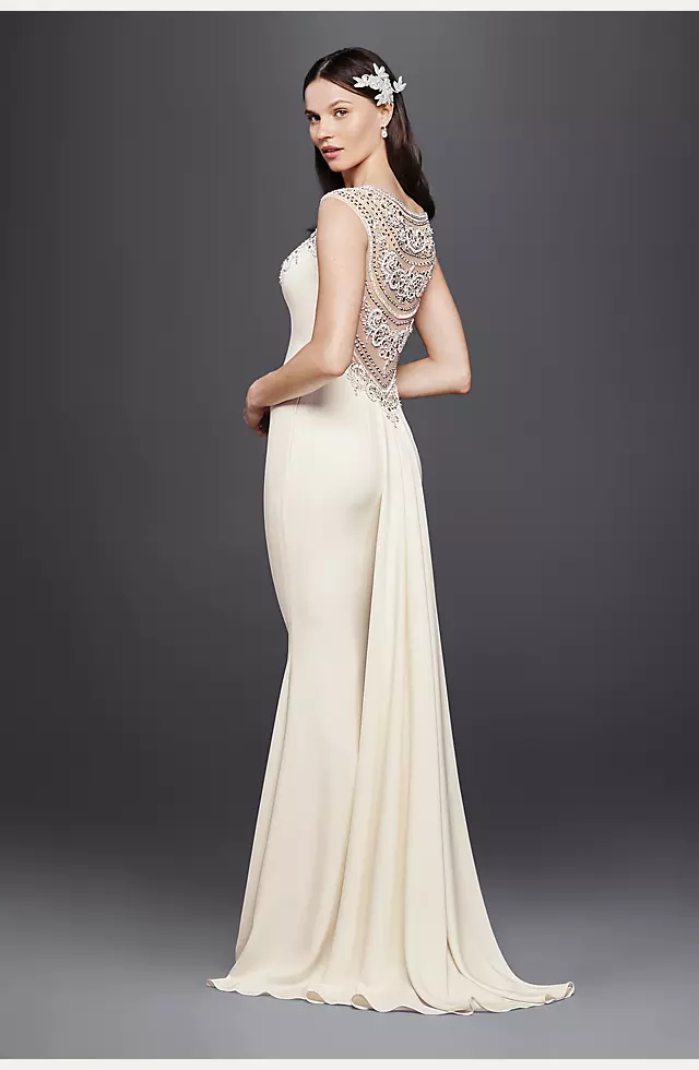 As-Is Beaded Stretch Crepe Wedding Dress Image 2