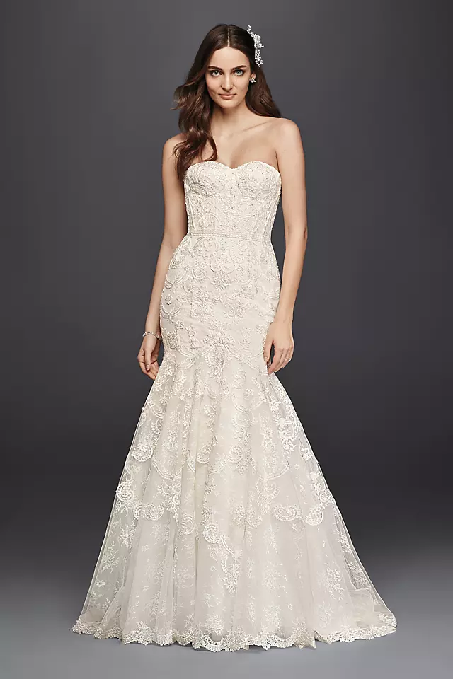 Corset Bodice Mermaid Lace Wedding Dress Image 1