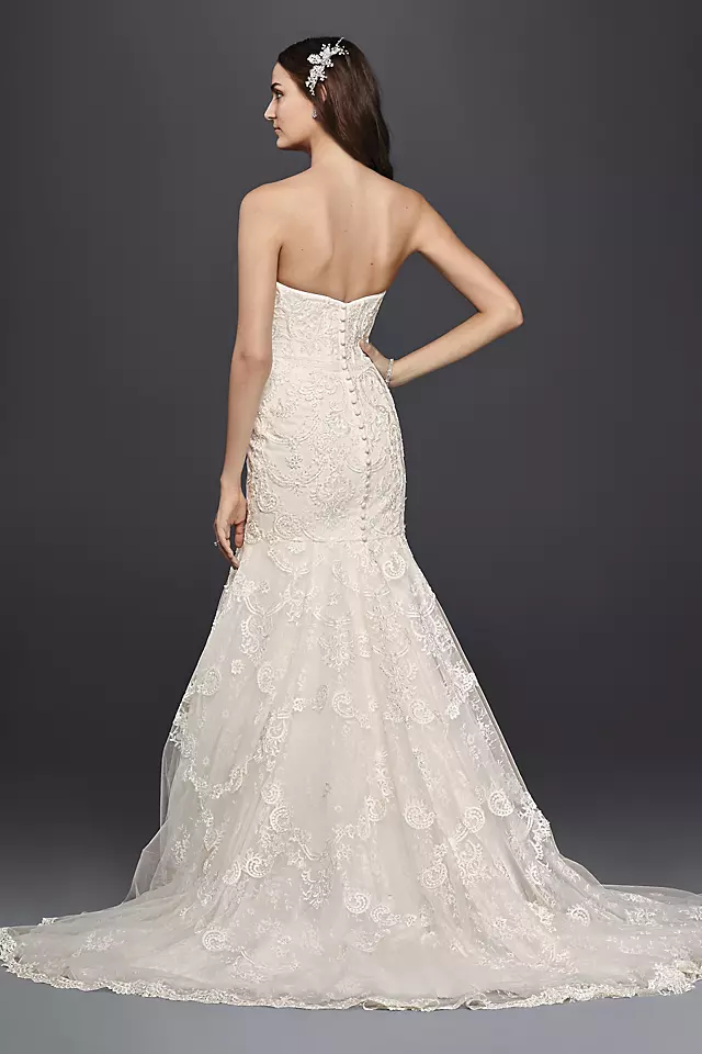 As Is Corseted Petite Mermaid Lace Wedding Dress Image 2