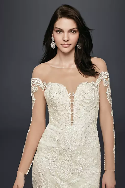 As-Is Long Sleeve Illusion Lace Wedding Dress  Image 4