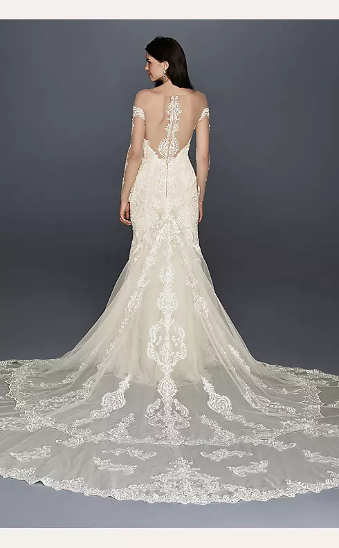 Long Sleeve Illusion Lace Wedding Dress  Image 2