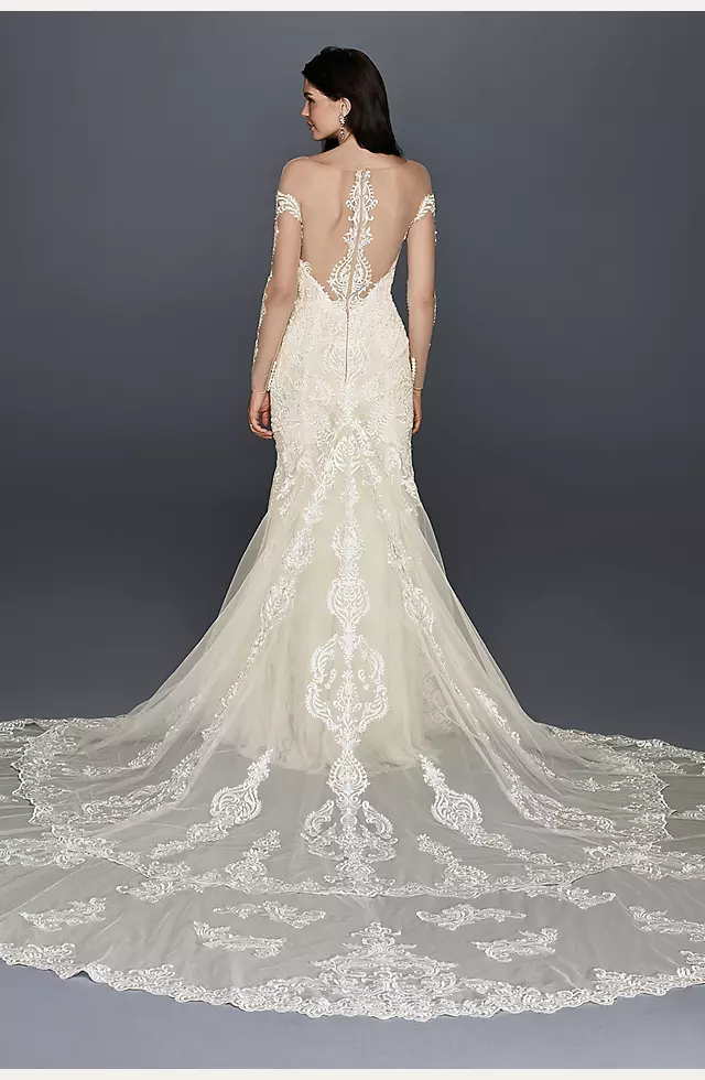 Long Sleeve Illusion Lace Wedding Dress