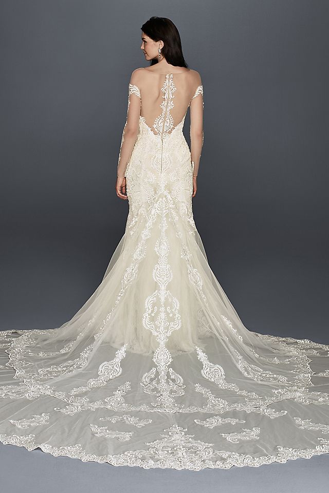 Long Sleeve Illusion Lace Wedding Dress  Image 2